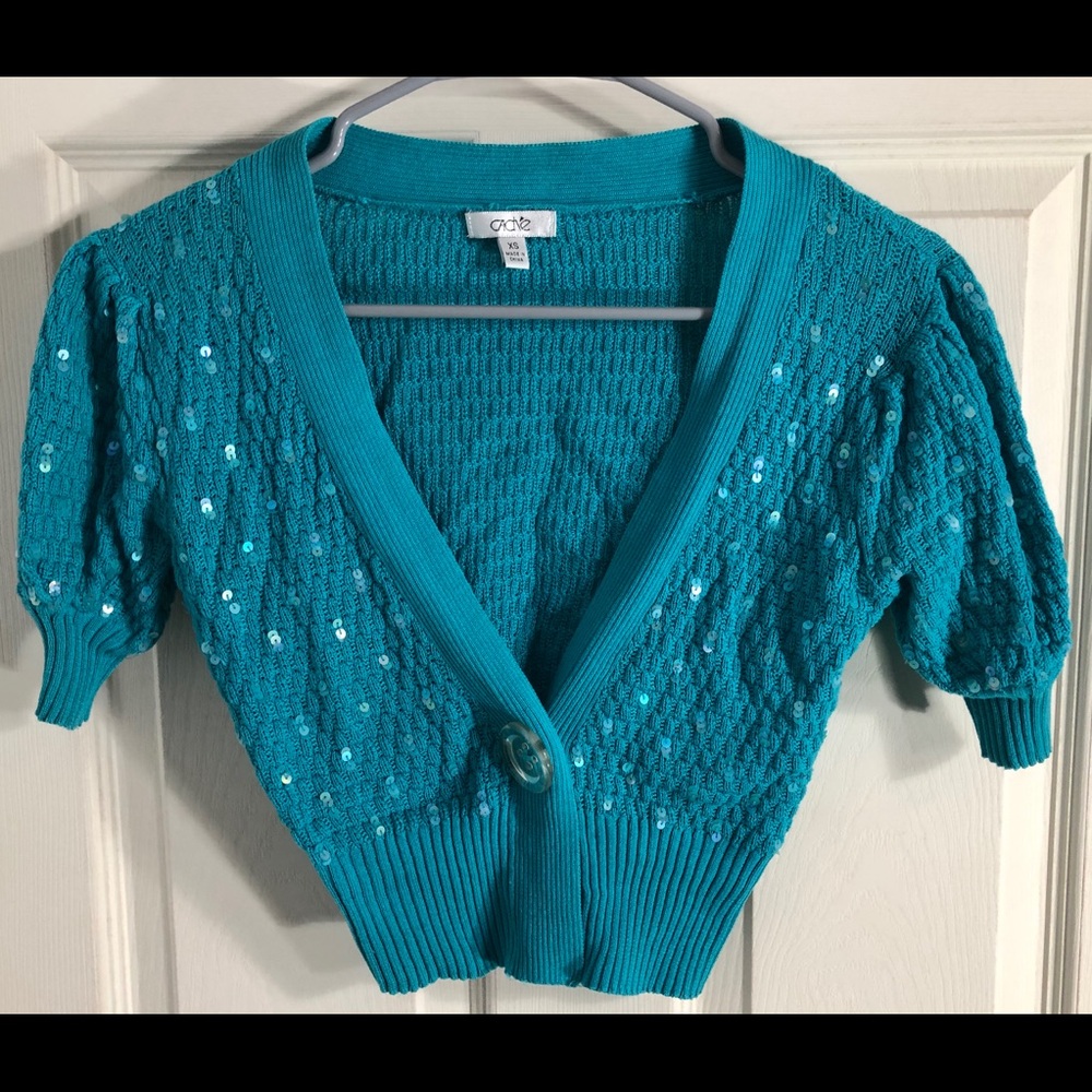 Cache turquoise shrug sweater